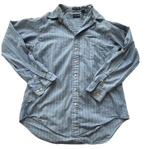 Gant Indigo Canvas Mens XLT Tall Blue Yellow Striped Cotton Button Down Shirt